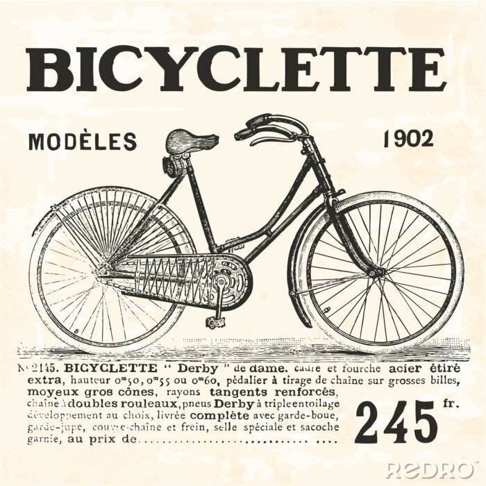 Behang Retro fiets voor vrouwen