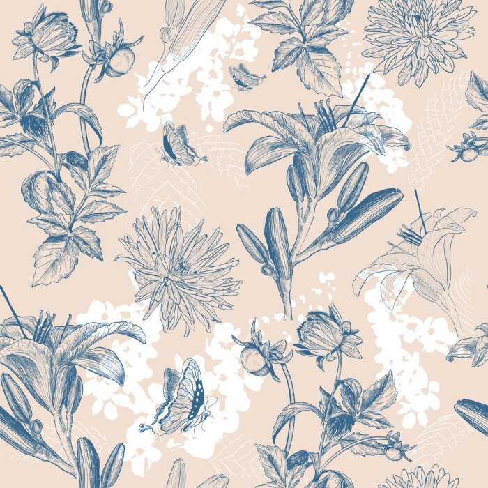 Behang retro flower vector illustration