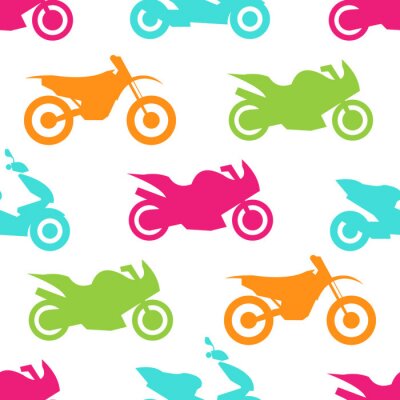 Behang Retro motorfiets naadloos patroon