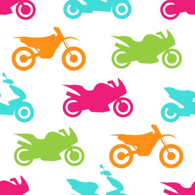 Behang Retro motorfiets naadloos patroon