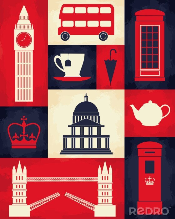 Behang Retro Poster van Londen