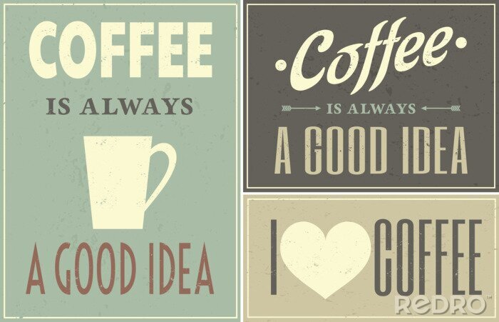 Behang Retro typografische poster met koffieslogans