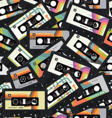 Behang Retro uitstekende naadloze achtergrondvector van de cassetteband