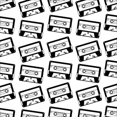 Behang retro vintage cassette record patroon vectorillustratie