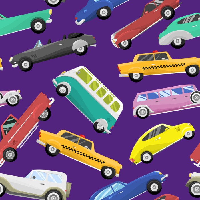 Behang Retro vintage oude stijl auto vector voertuig automobiel exclusieve snelheid sport vervoer antieke garage klassieke auto illseamless patroon achtergrond stration