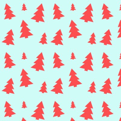 Behang Rode bomen op een blauwe achtergrond