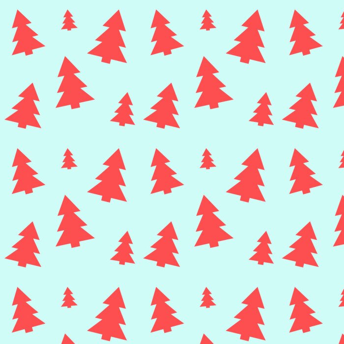 Behang Rode bomen op een blauwe achtergrond