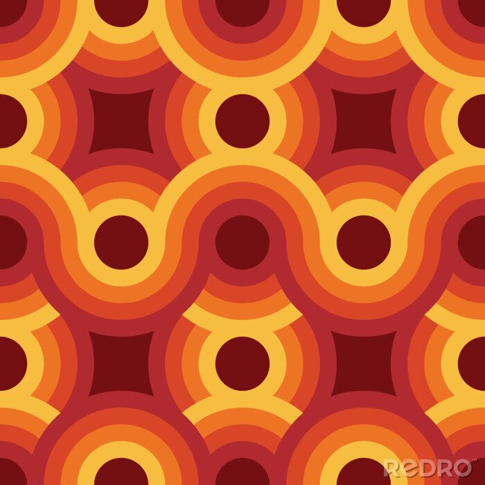 Behang Rode geometrische cirkels