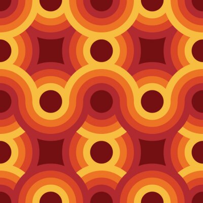 Behang Rode geometrische cirkels