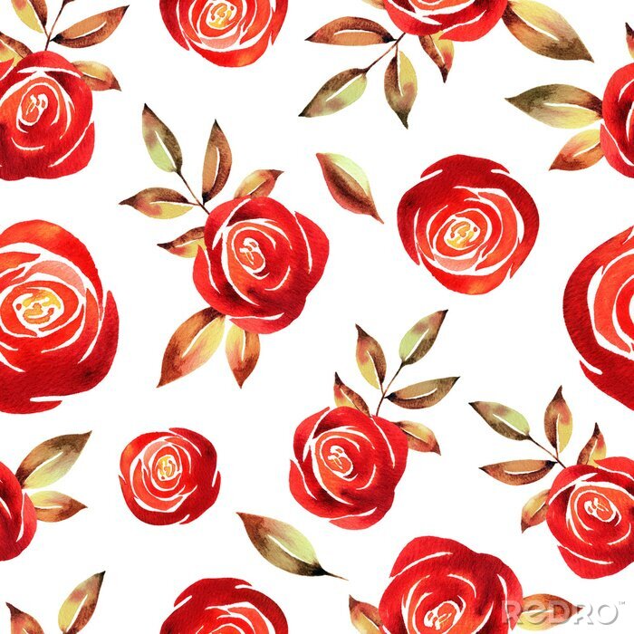 Behang Rode romantische rozen