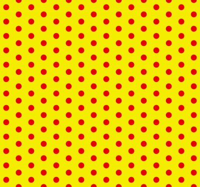 Behang Rode stippen op een geel pop-art als achtergrond