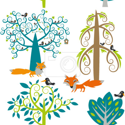 Behang Rode vossen in het bos voor kinderen