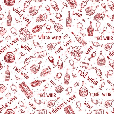 Behang rode wijn naadloze vector patroon