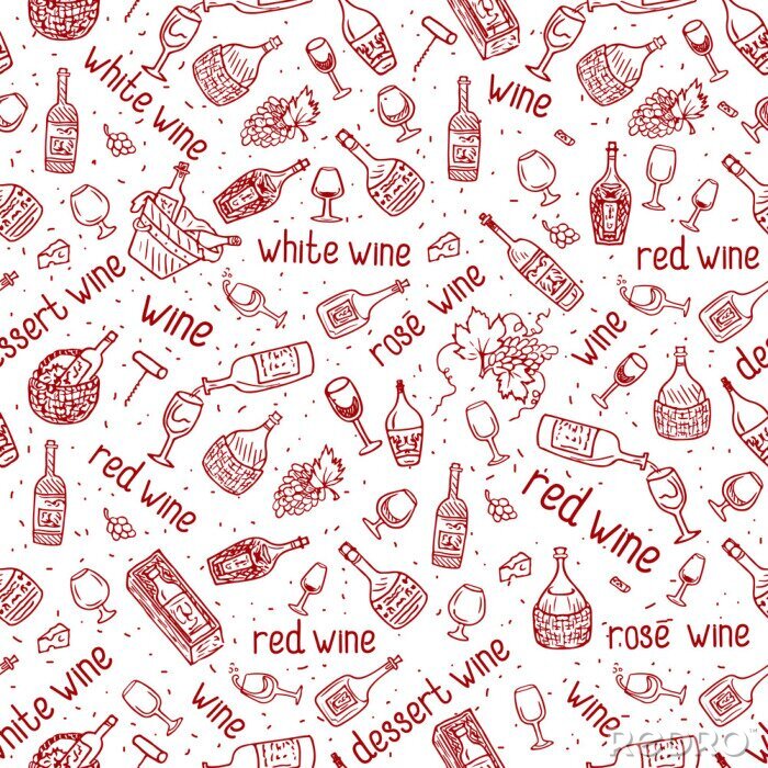 Behang rode wijn naadloze vector patroon