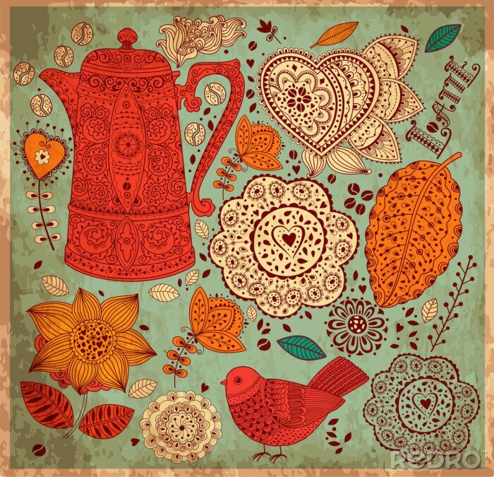 Behang Romantisch keukenpatroon