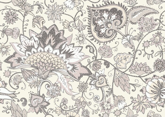 Behang Romige oosterse bloemen op een lichte achtergrond