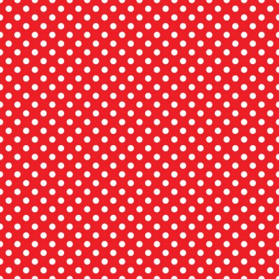Behang Rood patroon met witte stippen