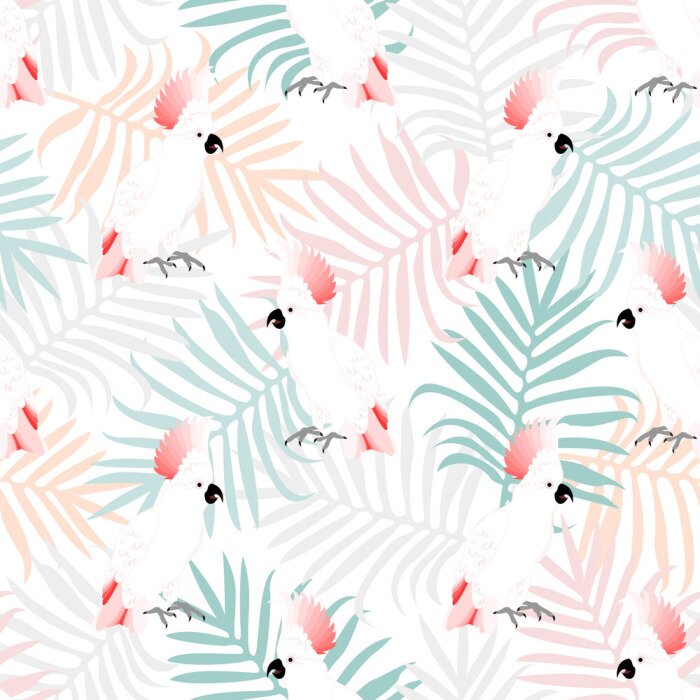 Behang Roodkuifpapegaaien