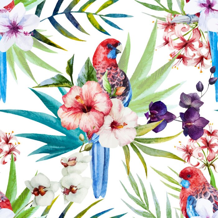 Behang Rosella bird pattern