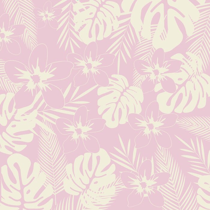 Behang Roze achtergrond met tropische planten