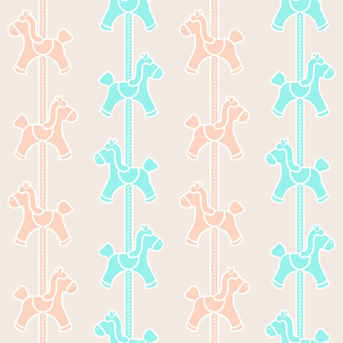 Behang Roze en blauwe paarden