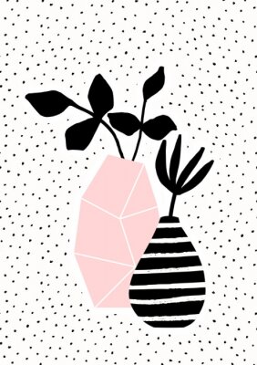 Roze en Gestreepte Vaas met Takken