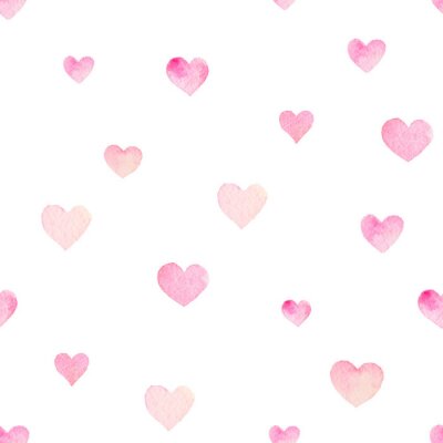 Behang Roze en perzik geschilderde harten