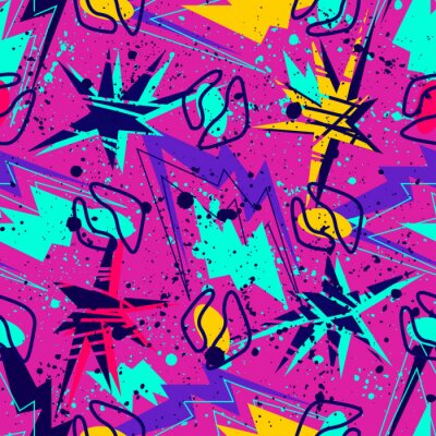 Behang Roze graffiti met geometrische figuren