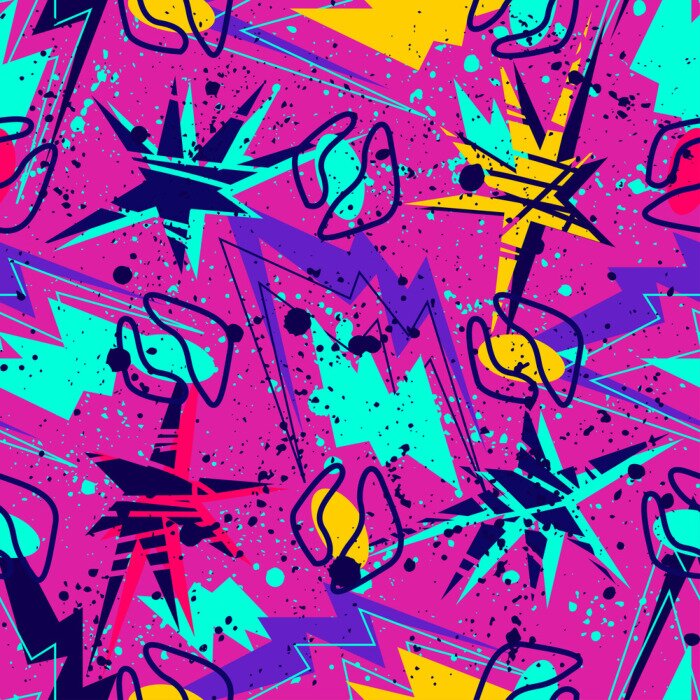 Behang Roze graffiti met geometrische figuren