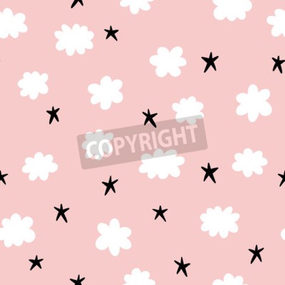 Behang Roze lucht met wolken