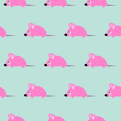 Behang Roze muizen op een blauwe achtergrond