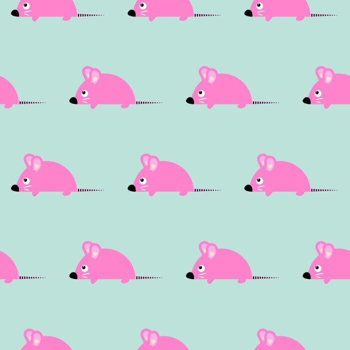 Behang Roze muizen op een blauwe achtergrond