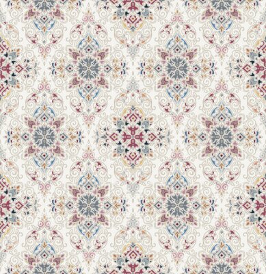 Behang Roze oosters patroon in oude stijl