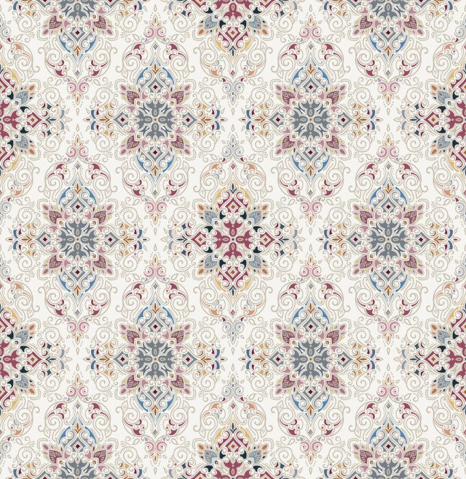Behang Roze oosters patroon in oude stijl