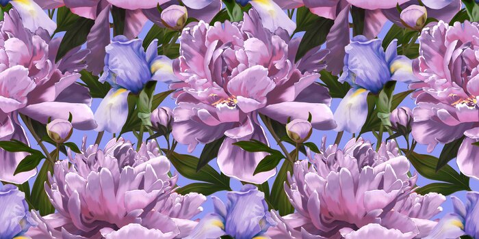 Behang Roze pioenrozen in de lentetuin