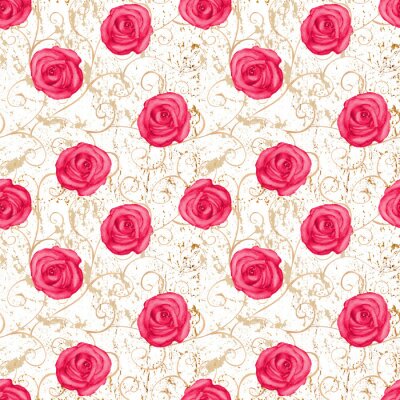 Behang Roze rozen afbeelding in retro stijl