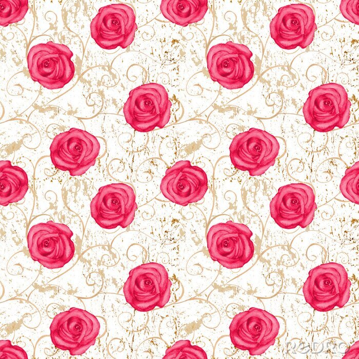 Behang Roze rozen afbeelding in retro stijl