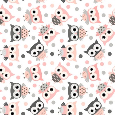 Behang Roze uilen voor meisjes