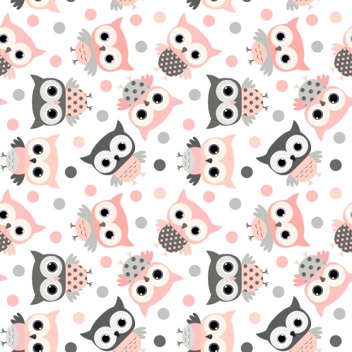Behang Roze uilen voor meisjes