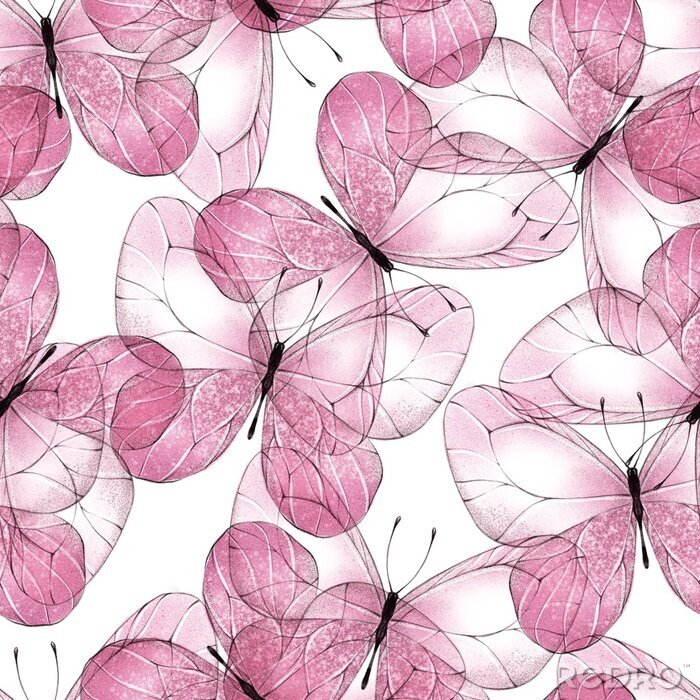 Behang Roze vlinders met delicate vleugels