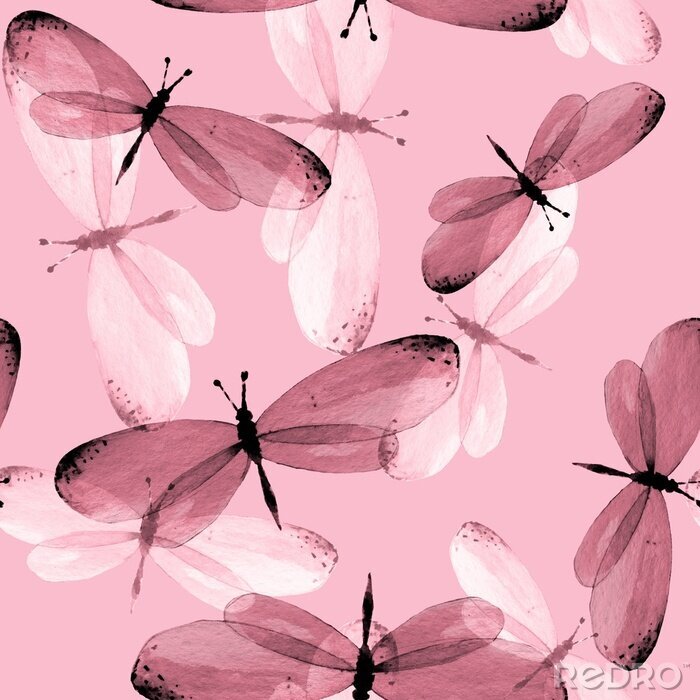 Behang Roze vlinders met delicate vleugels