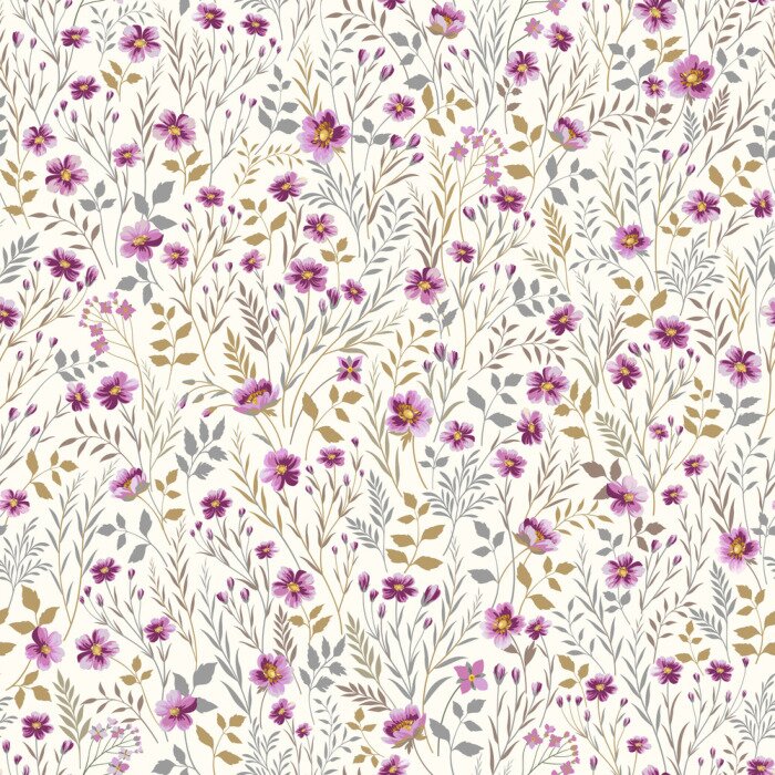 Behang Roze wilde bloemen