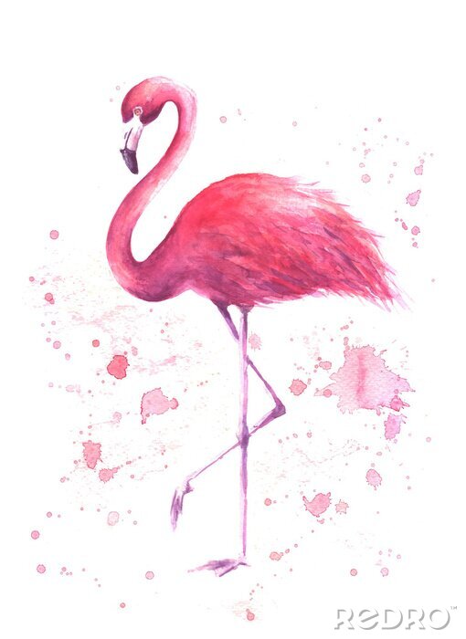 Behang Roze zachte flamingo