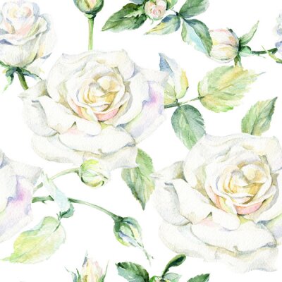 Behang Rozen wit handgeschilderde romantische afbeelding