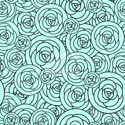 Behang Rozenblauw in grafische cirkels