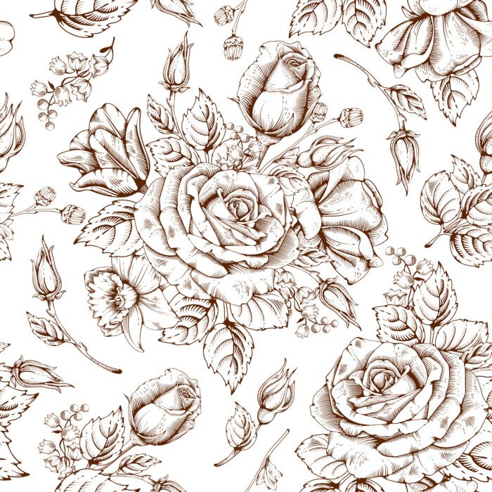 Behang Rozenkoppen in barokstijl