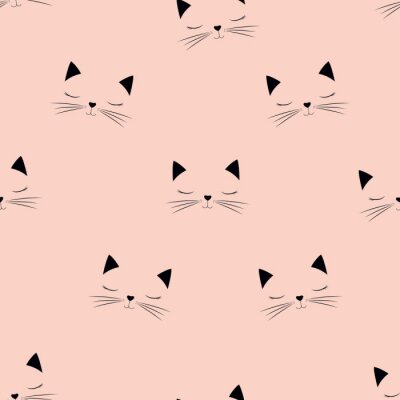 Behang scandinavian cat pattern