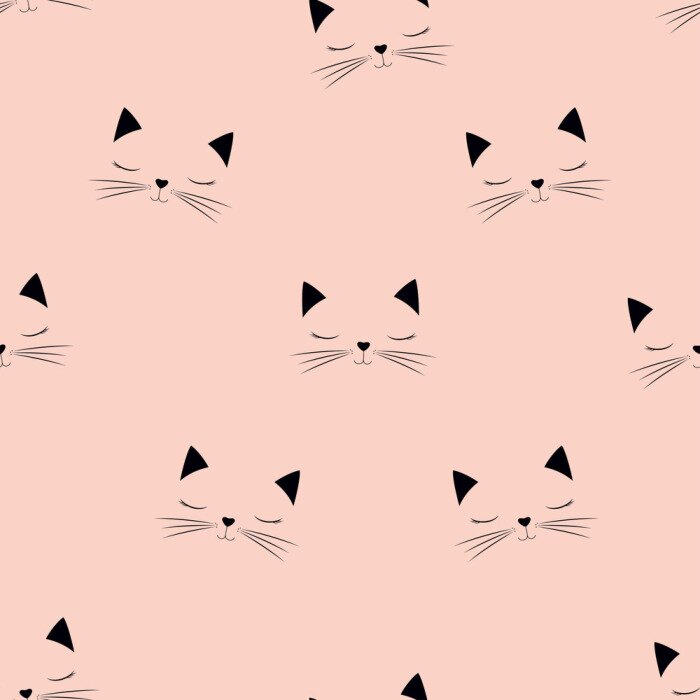Behang scandinavian cat pattern