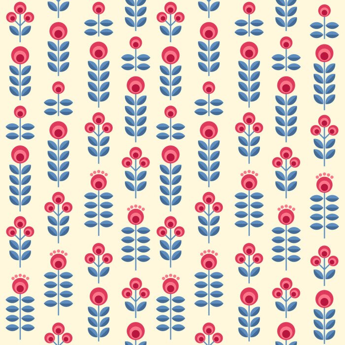 Behang Scandinavisch bloemenpatroon