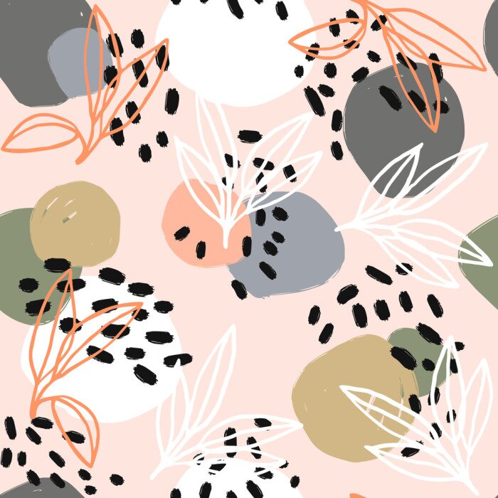 Behang Scandinavisch modern design met bloemen